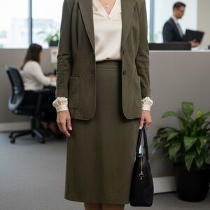 Requirements 2piece Olive color Blazer Jacket size 16 & Skirt size 14